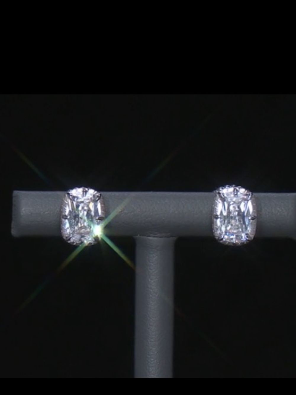 Judith Ripka 2 Tone Rectangle Radiant Cut CZ Stud earrings. 5 CTW Couture